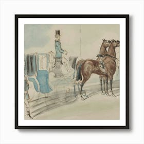 Drawing Of A Horse Drawn Carriage 1 Art Print