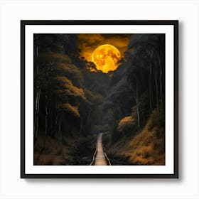 Full Moon Over The Woods Art Print