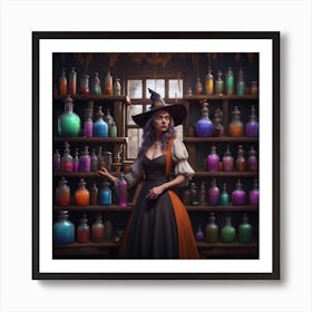 Witch In A Potion Shop Art Print