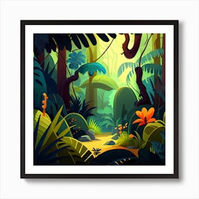 Jungle Rainforest Tropical Forest Jungle Scene Póster