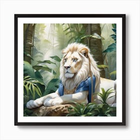 King Lion Jungle art Watercolor Art Print