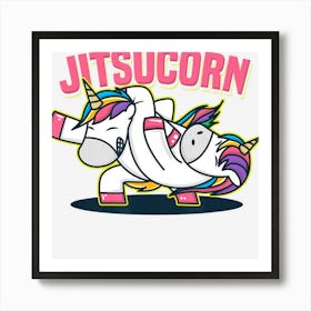 Funny Jiu Jitsu Cute Unicorn Self Defense Art Print