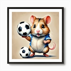 Hamster Playing Soccer Art Print