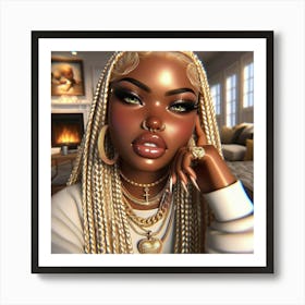 Black Girl With Braids 1 Art Print