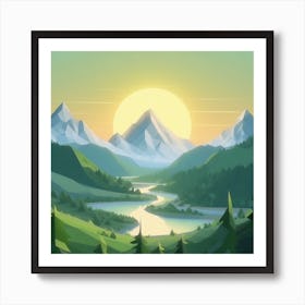 Firefly An Illustration Of A Beautiful Majestic Cinematic Tranquil Mountain Landscape In Neutral Col (46) Art Print