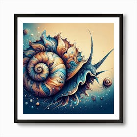 Spiral Shell with Ocean Life Art Print