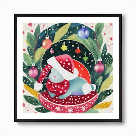 Christmas Bunny Art Print
