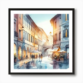 Watercolor Street Painting Art Print