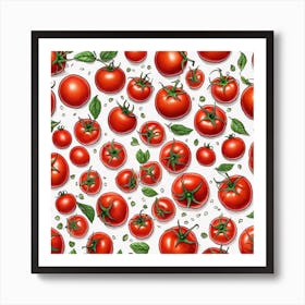 Red Tomatoes Seamless Pattern Art Print