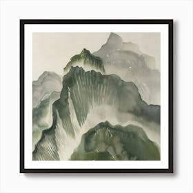 Japanese Watercolour Of Mount Kirigamine 4 Art Print