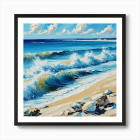 Waves Crashing On The Beach Art Print