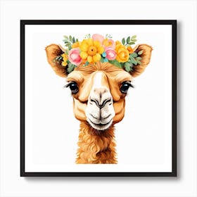 Floral Baby Camel Nursery Illustration (18) Art Print