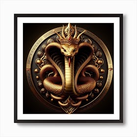 Golden Snake With Crown Art Print