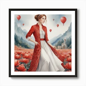 Red Poppy and Princess Art Print