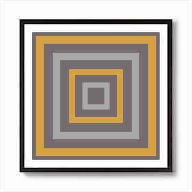 Geometric Squares Grey and Mustard Yellow Art Print