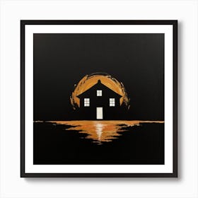 House At Sunset Art Print