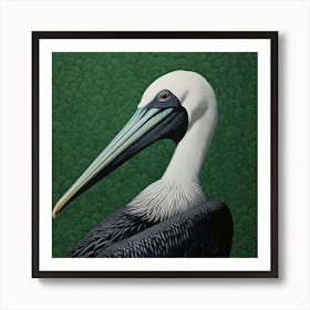 Ohara Koson Inspired Bird Painting Brown Pelican 2 Square Art Print