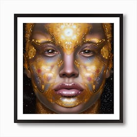 Golden Face 1 Art Print