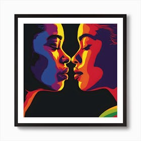 Kissing Women Art Print
