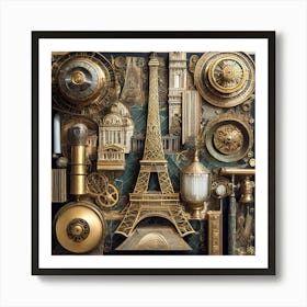 Firefly A Modern Paris, France Vintage Flatlay 83011 Art Print