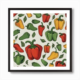 Peppers Seamless Pattern Vector Art Print