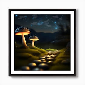 Glowing Mushrooms 2 Art Print