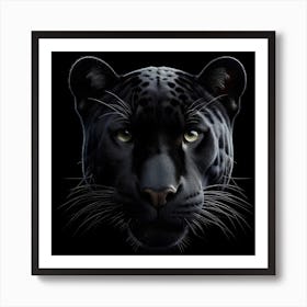 Black Jaguar portrait on black background 1 Art Print