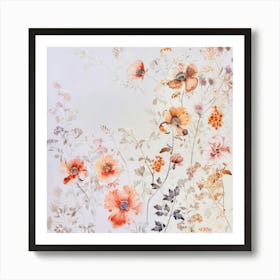 Flowers On A White Background 1 Art Print