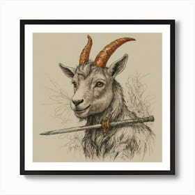 Goat Head With Sword Art Print