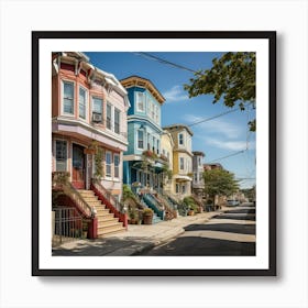 Row Of Houses In Brooklyn Art Print