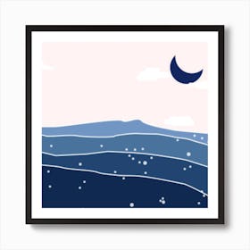 Moon Over The Sea Art Print