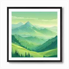 Misty mountains background in green tone 45 Art Print