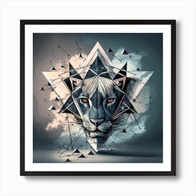 Geometric Lion Head Art Print