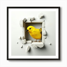 Yellow Bird In A Hole 1 Art Print