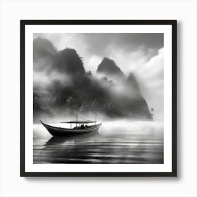 Firefly A Boat On A Beautiful Mist Shrouded Lush Tropical Island 76448 Art Print