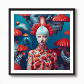 Of A Woman With A Mushroom Head Art Print