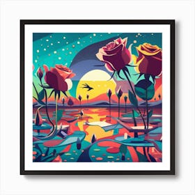 Roses In The Water 1 Art Print