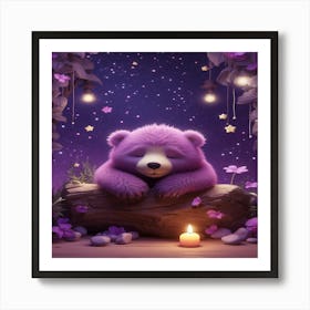 Purple Teddy Bear Art Print