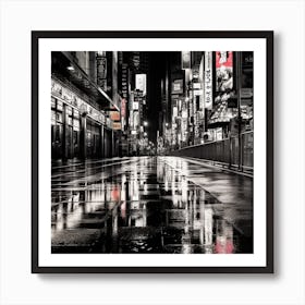 Rainy Night In Tokyo 1 Art Print