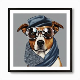 Dog In Glasses Art Print