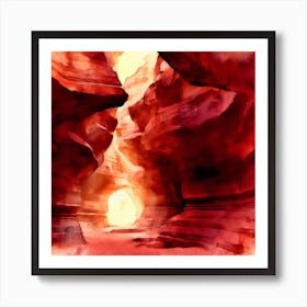 Watercolor Of A Canyon Watercolor Painting Art Print