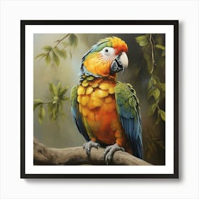 Parrot On A Branch Art Print