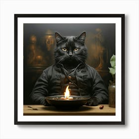 black cat wall art room Art Print