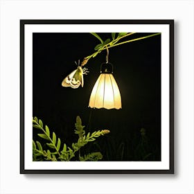 Moth On A Lamp Art Print