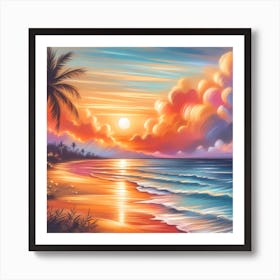 Sunset Beach Painting 2 Art Print