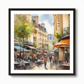 Paris Cafes.Cafe in Paris. spring season. Passersby. The beauty of the place. Oil colors.2 Art Print