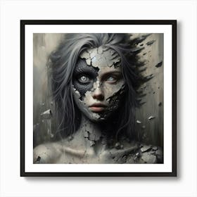 Woman With A Broken Face Art Print