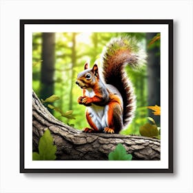 Squirrel In The Forest 370 Art Print