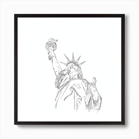 Statue Of Liberty Pencil Sketch Art Print
