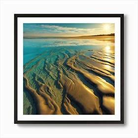 Liquid Sand, Golden Ripples on the Beach 2 Art Print